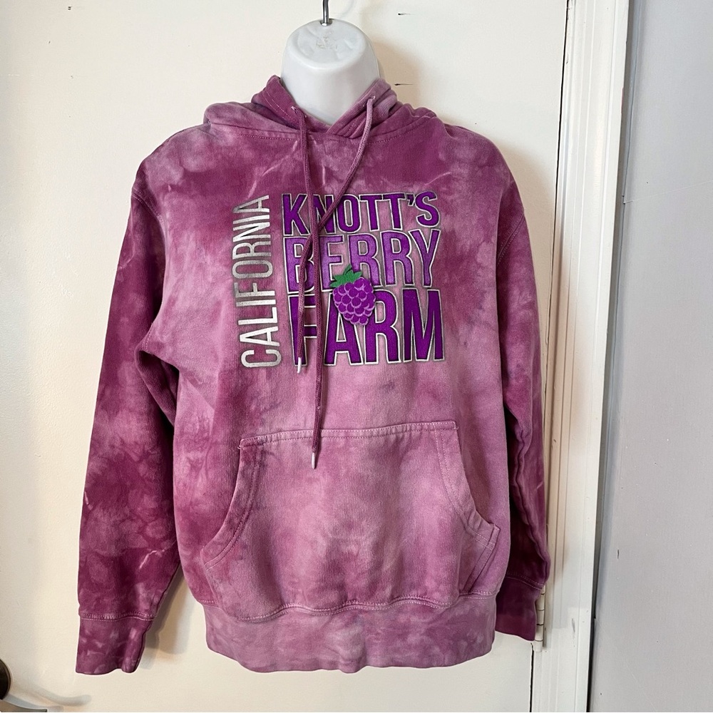 Knott’s Berry Farm purple tie dye hoodie- pullover style, kangaroo pocket- Small
